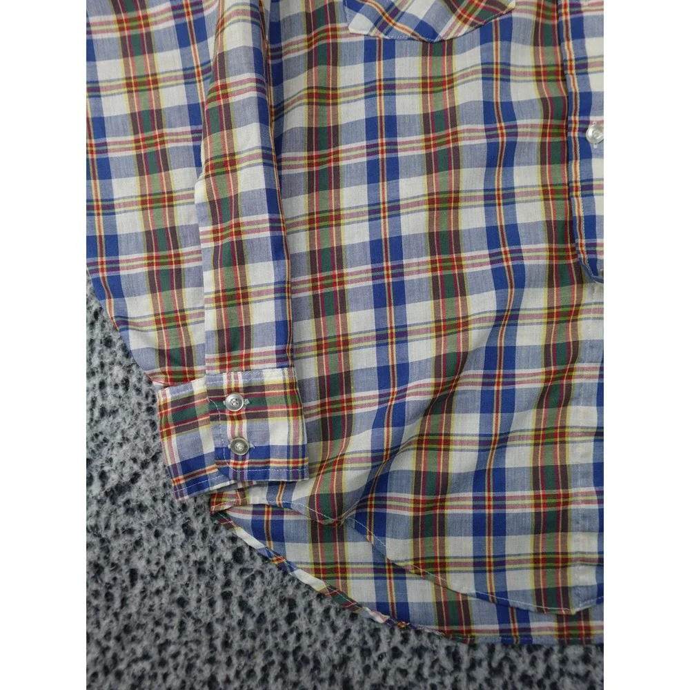 Vintage JCPenney Plain Pockets Button Down Mens Medium‎ Multi Plaid 70s 80s